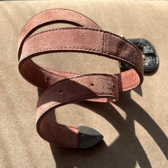 Free People Wildwood Suede Leather Western Etched Buckle Belt XS/S - Picture 10 of 16